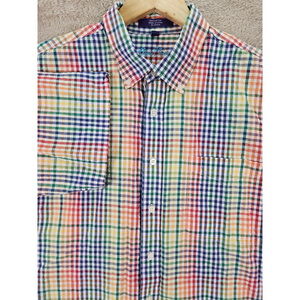 Alan Flusser 100% cotton Men's Rainbow Plaid Button-down Shirt Size XL